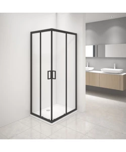 BOX DOCCIA ANGOLARE NERO CON VETRO TRASPARENTE 70X90X185 CM